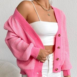Pink cardigan, knitted fabric💖
